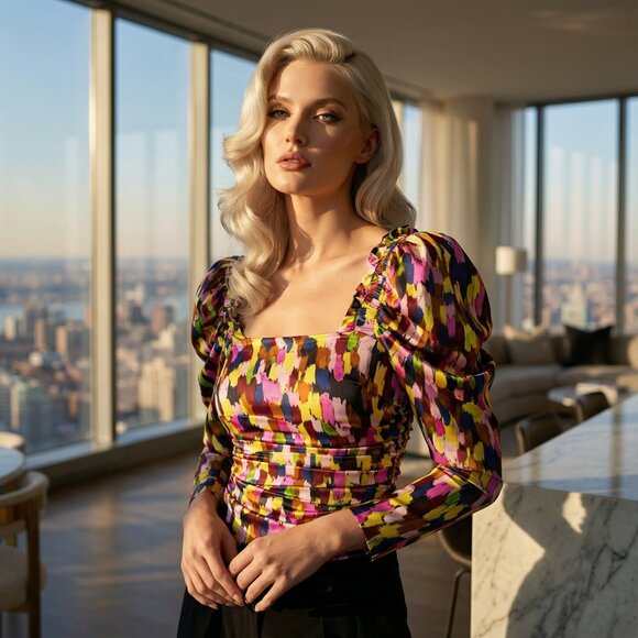 NWT $525 REVOLVE BROGGER Loretta stretch satin top XS - Picture 16 of 16